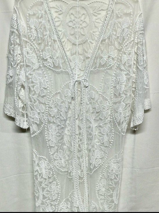 Dizzy Lizzy Kimono Other - Dizzy Lizzy White Lace Cover Up One Size Boho Sheer Duster